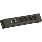Bachmann CONNECTUS 4xUTE, 1xschakelaar 2,0 m CEE7/7 zwart
