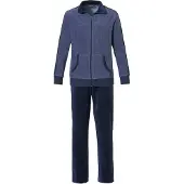 Pastunette Heren Huispak - Badstof Vest - Velours Broek - Blauw - Maat S