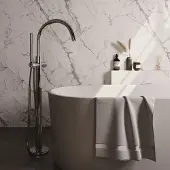 Brauer Stripe vrijstaande badmengkraan SET 01 met staaf handdouche en doucheslang chroom