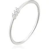 Elenza AMS Elenza Thin .925 Zilveren Ring met Drie Zirconia's – 1mm-17mm