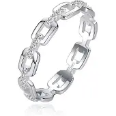 Elenza AMS Elenza Sterling .925 Zilveren Schakelring met Zirkonia-16mm