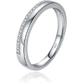 Elenza AMS Elenza Sterling .925 Zilveren Klassieke Band met Zirkonia-19mm
