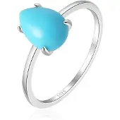 Elenza AMS Elenza .925 Zilveren Ring met Turquoise Druppelvormige Steen-17mm