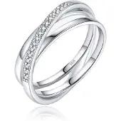 Elenza AMS Elenza Sterling .925 Zilveren Dubbele Ring met Zirkonia-16mm