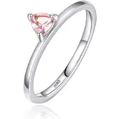 Elenza AMS Elenza Sterling .925 Zilveren Ring met Driehoekige Roze Steen-18mm