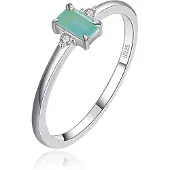 Elenza AMS Elenza Sterling .925 Zilveren Ring met Smaragdgroene Steen en Zirkonia-15mm
