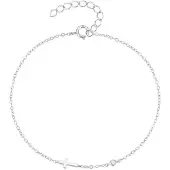 Elenza AMS Elenza Zilveren Armband met Fijn Kruis en Kristallen