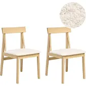 Beliani ISLE - Eetkamerstoel set van 2 - Lichtbruin/Lichtbeige - Rubberhout
