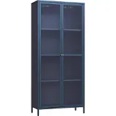 En.casa Vitrinekast Säkylä 180x80x35 cm marineblauw []