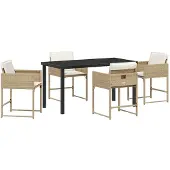 vidaXL Tuin Eettafel Set 5 st Beige poly rattan