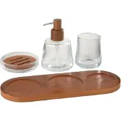 J-Line zeepdispenser On Tray - glas - donkerbruin/transparant