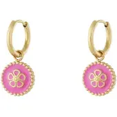 Yehwang Oorbellen met een bloemenmotief Rose Red