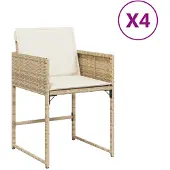 vidaXL Tuinstoelen 4 st met kussens poly rattan beige