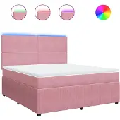 vidaXL Boxspring met matras fluweel roze 180x200 cm