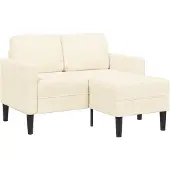 vidaXL 2-zitsbank met ligstoel L-vormig crèmekleurig 125 cm linnen