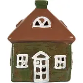 Clayre & Eef Waxinelichthouder Huis 12x9x14 cm Groen Keramiek