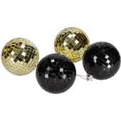Jens Living Goud en zwarte disco kerstballen (set 4) -