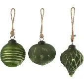J-Line kerstbal Geoxideerd - glas - groen - large - 3 stuks
