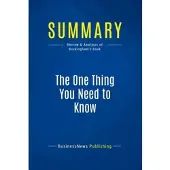 Business Book Summaries Summary: the one thing you need to know