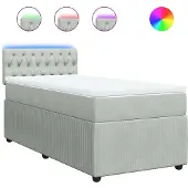 vidaXL Boxspring met matras fluweel lichtgrijs 80x200 cm