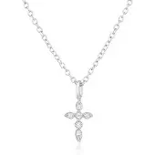 Elenza AMS Elenza Zilveren Ketting met Kruishanger en Diamantjes – Tijdloze Elegantie