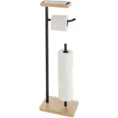 Coppens Toiletrolhouder Filano metaal plus bamboe zwart