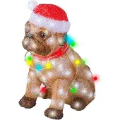 Lumineo Hond - LED figuur - Bruin/koel wit - 34x24x42 cm