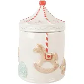 Clayre & Eef Voorraadpot Ø 15x22 cm Wit Bruin Keramiek