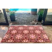 Rozenkelim Deurmat, droogloopmat | Roze, bruin | 75cm x 55cm