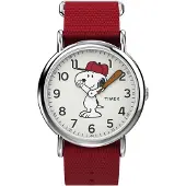 Timex Analoog horloge 'Peanuts Snoopy' zilvergrijs / rood / zwart / wit