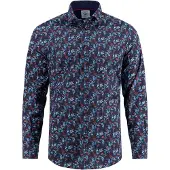 A Fish Named Fred overhemd donkerblauw geprint katoen