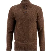 A Fish Named Fred trui bruin gebreid half zip slim fit