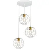 Fantasia ONDA pendel 3x E27 wit + geborsteld goud