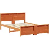 vidaXL Bedframe met plank Wasbruin 140 x 200 cm Massief grenenhout