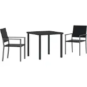 vidaXL Tuin Eettafel Set 3 st Zwart PE Riet