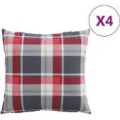 vidaXL Bankkussens 4 stuks Rood Geruit Patroon 40x40 cm Stof