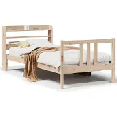 vidaXL Bedframe met hoofdbord massief grenenhout 90x190 cm