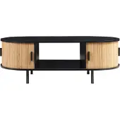 En.casa Salontafel 'Tvedestrand' met 2 schuifdeuren, metalen poten, afmetingen 120 x 55 x 40 cm, kleur: zwart / naturel