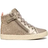 Geox Junior Meisjes Mirroless Ritssluiting Hoge Sneakers Dark Beige