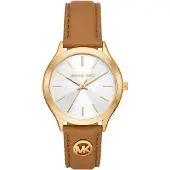 Michael Kors Analoog horloge 'SLIM RUNWAY' karamel / goud / wit