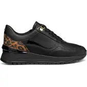 Geox D Desya A Leren Dames Zwarte Sneakers