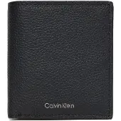 Calvin Klein Portemonnee 'Full-grain RFID Trifold' zwart / zilver