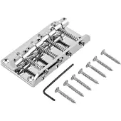 Gear4Music Guitarworks 4-Saddle Bass Guitar Bridge Chrome