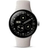Google Smartwatch Pixel Watch 4 4G 41 mm Gepolijst zilver met fluoroelastomeer Sportband Porcelain