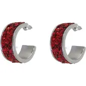 Behave - Oorringen dames zilverkleur rood - Glitterlook - Avondstijl