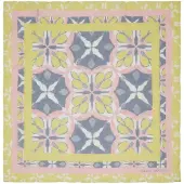 Comma Doek duifblauw / olijfgroen / rosa / wit