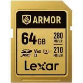 Lexar Pro Gold Armor 64GB SDXC UHS-II V60 - R280/W210 MB/s - IP68