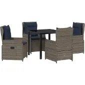 vidaXL Tuin Eettafel Set 5 st Grijs Poly rattan