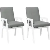 vidaXL Eetkamerstoelen met kussens 2 stuks wit massief hout rubber
