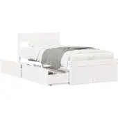 vidaXL Bedframe zonder matras massief grenenhout wit 75x190 cm